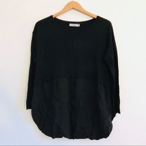 Zara black knit contrast sweater with buttons